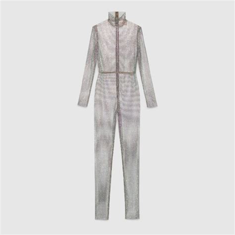 gucci crystal net jumpsuit|gucci women's dresses.